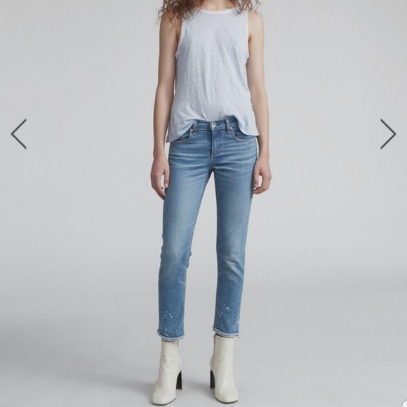 rag & bone Dre Capri Painted Mid Waist Jeans Size 29 Blue - Picture 2 of 11